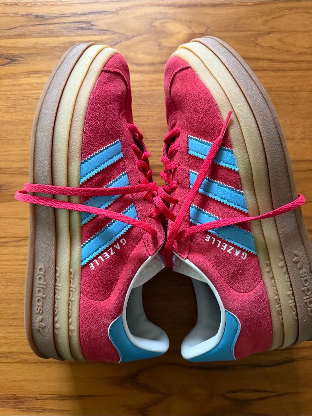 Adidas Women's Gazelle Bold Red/Blue/Gum - Picture 4 of 6